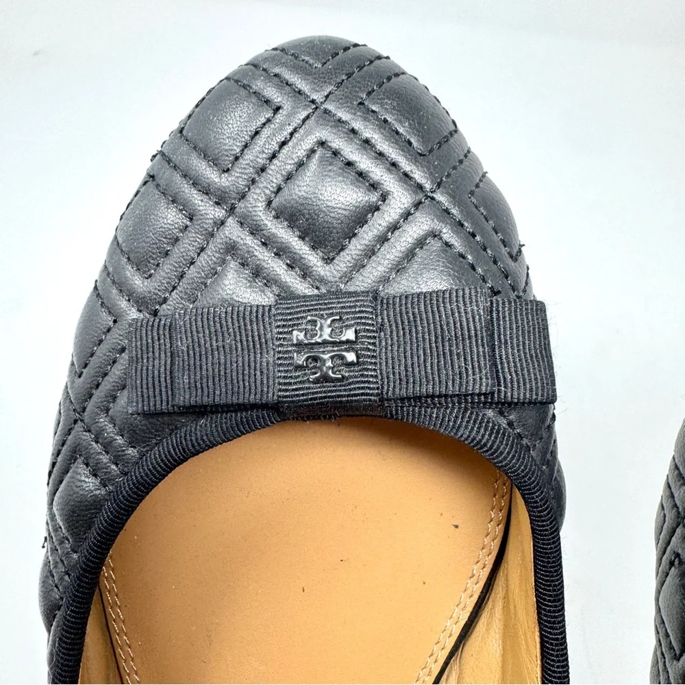 Tory Burch Marion Quilted Leather Ballet Flat Black